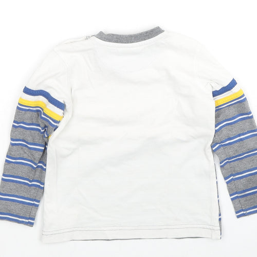 Primigi Boys Multicoloured Cotton Basic T-Shirt Size 2 Years Crew Neck Snap - Striped NY