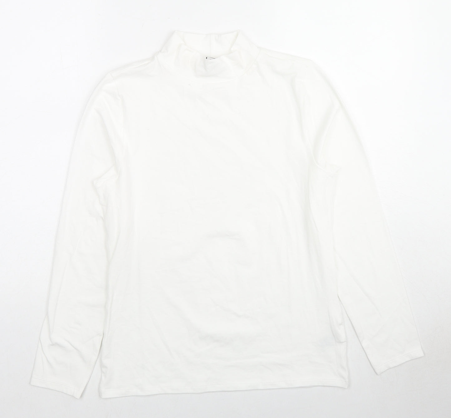 Marks and Spencer Womens White High Neck Cotton Pullover Jumper Size 12