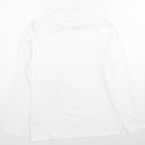 Marks and Spencer Womens White High Neck Cotton Pullover Jumper Size 12