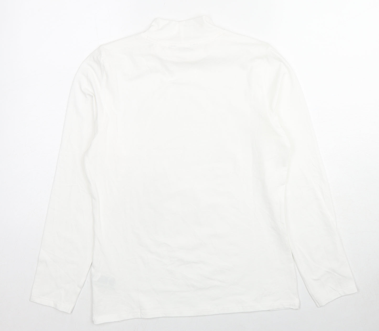 Marks and Spencer Womens White High Neck Cotton Pullover Jumper Size 12