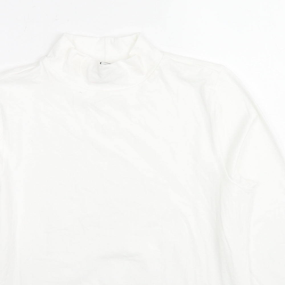 Marks and Spencer Womens White High Neck Cotton Pullover Jumper Size 12