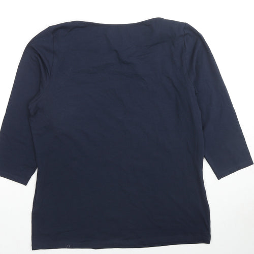 Marks and Spencer Womens Blue Cotton Basic T-Shirt Size 16 Round Neck