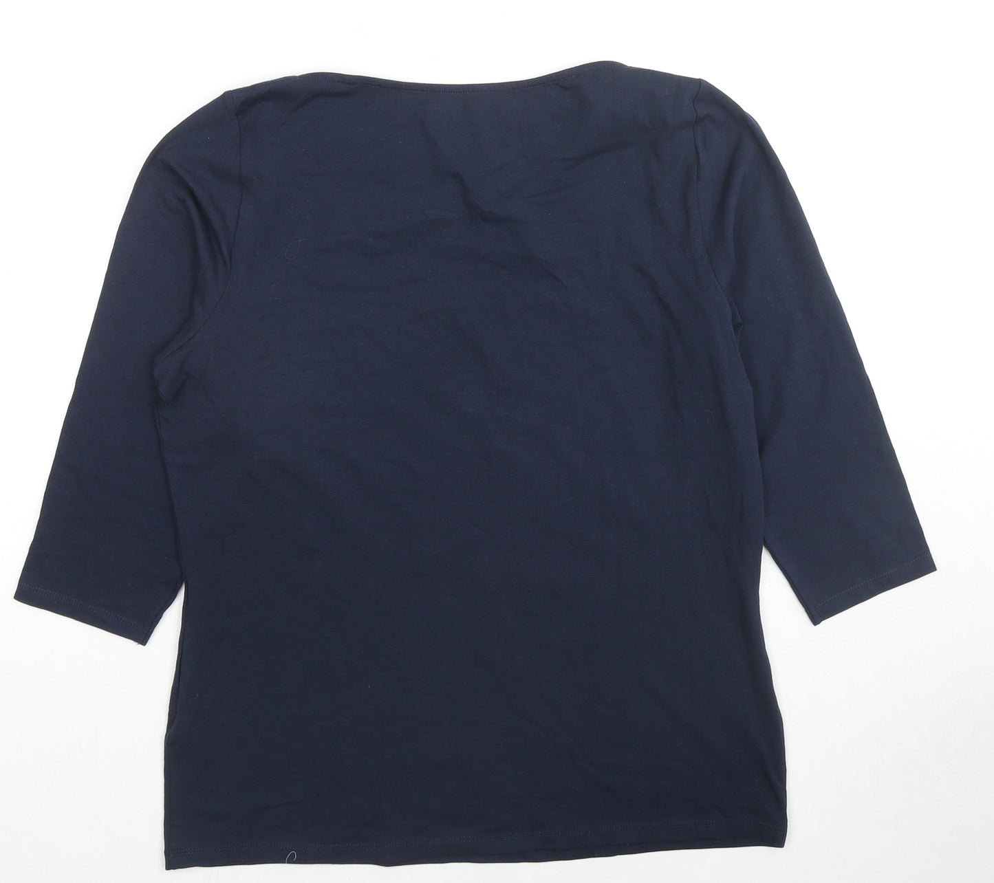 Marks and Spencer Womens Blue Cotton Basic T-Shirt Size 16 Round Neck