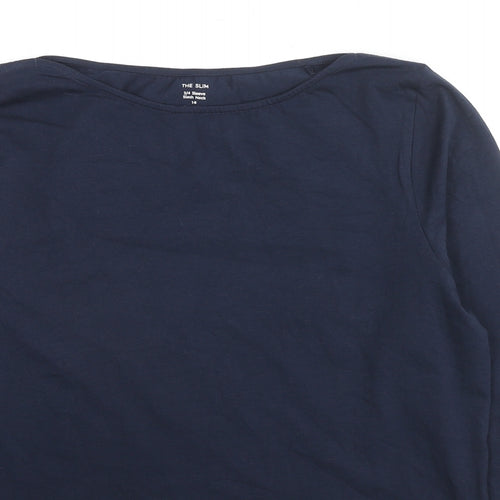 Marks and Spencer Womens Blue Cotton Basic T-Shirt Size 16 Round Neck