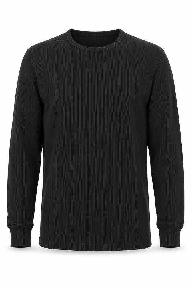 Front view of UW men’s black cotton pullover sweatshirt, size M, pullover