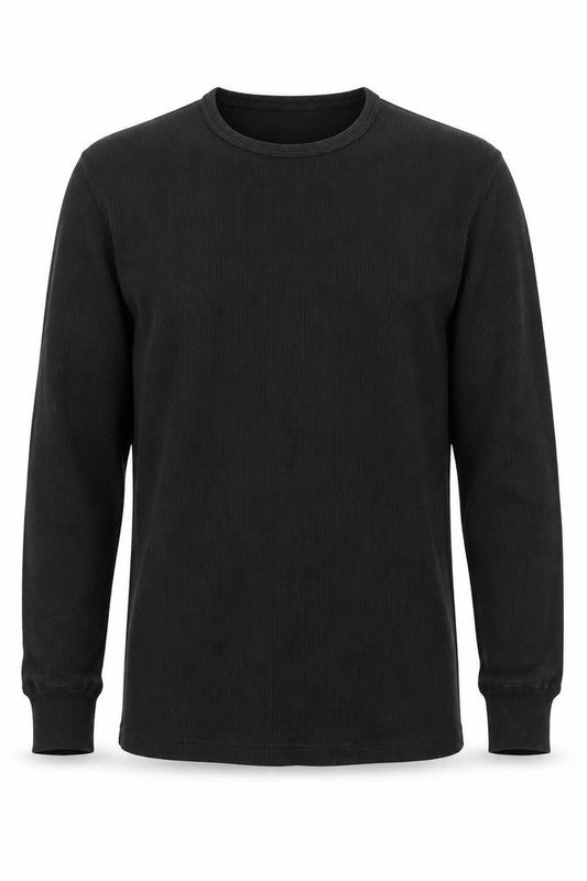 Front view of UW men’s black cotton pullover sweatshirt, size M, pullover