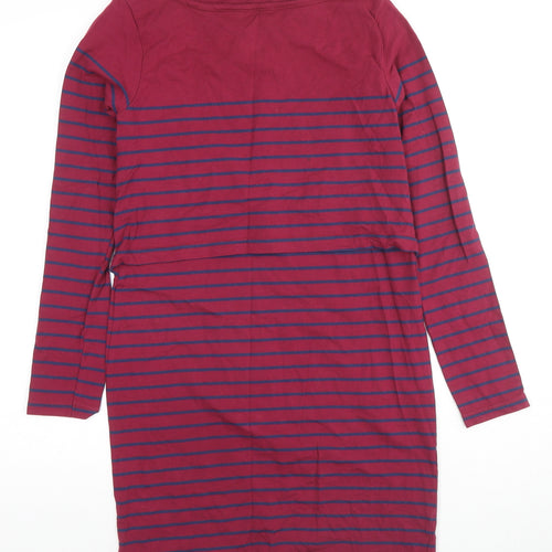 JoJo Maman Bébé Womens Red Striped Cotton Shift Size S Boat Neck Pullover