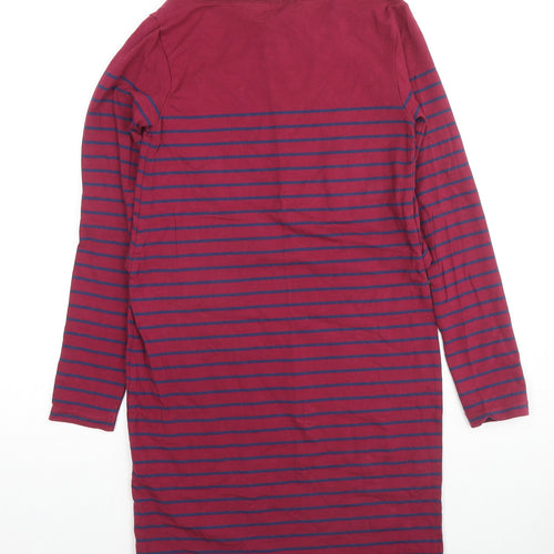 JoJo Maman Bébé Womens Red Striped Cotton Shift Size S Boat Neck Pullover