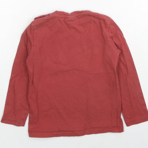 OVS Boys Brown Cotton Basic T-Shirt Size 2-3 Years Crew Neck Snap