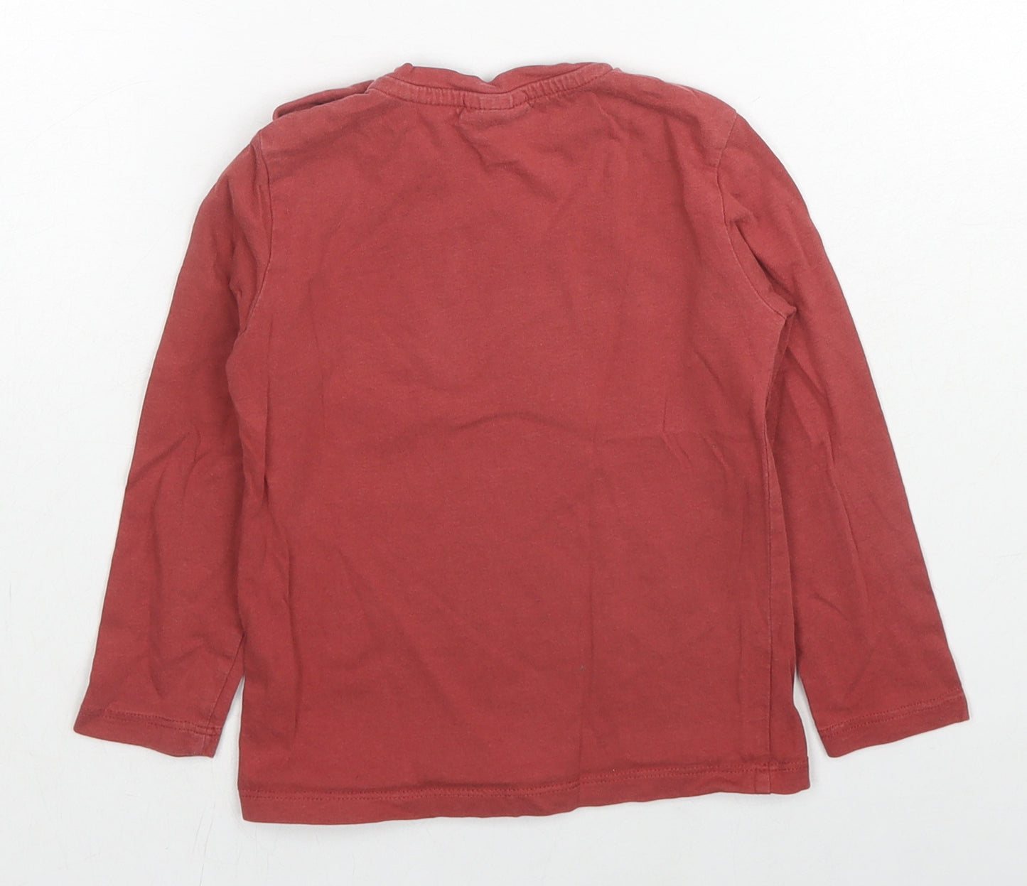 OVS Boys Brown Cotton Basic T-Shirt Size 2-3 Years Crew Neck Snap