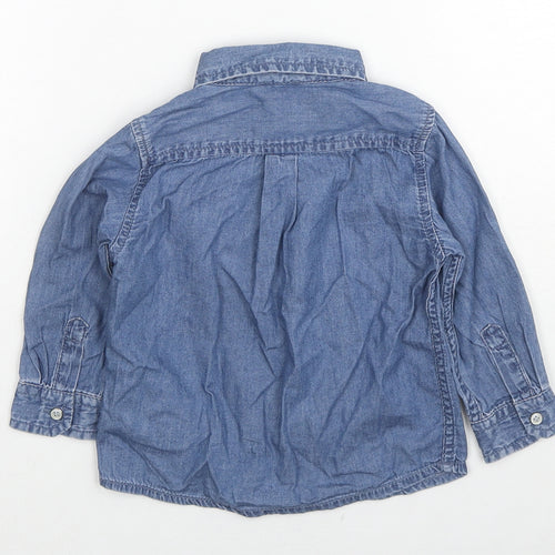 Chicco Girls Blue Cotton Basic Button-Up Size 12-18 Months Collared Snap
