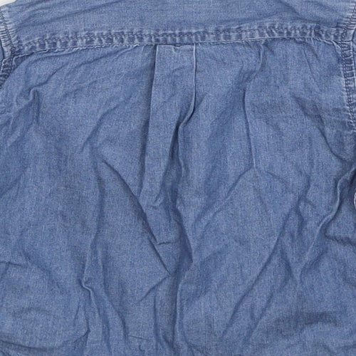 Chicco Girls Blue Cotton Basic Button-Up Size 12-18 Months Collared Snap