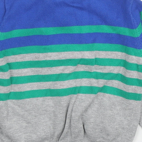 Primigi Boys Multicoloured High Neck Striped Cotton Full Zip Jumper Size 2 Years Zip - Smiley face