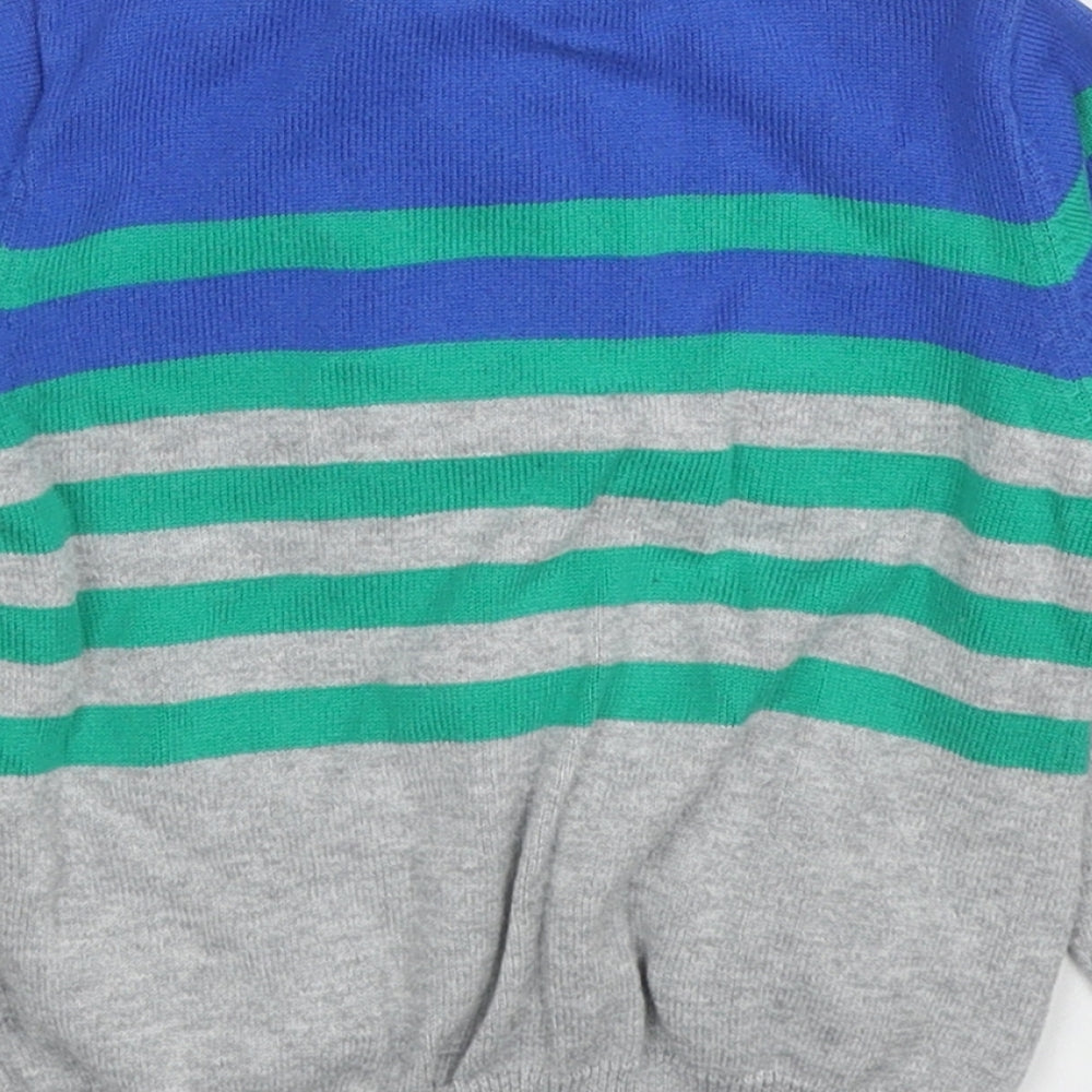 Primigi Boys Multicoloured High Neck Striped Cotton Full Zip Jumper Size 2 Years Zip - Smiley face