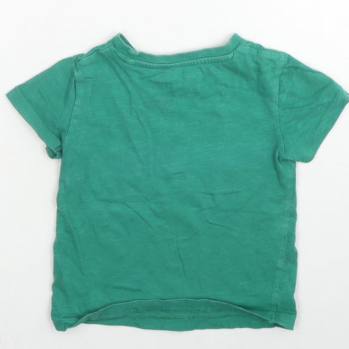 NEXT Boys Green Cotton Basic T-Shirt Size 12-18 Months Round Neck Pullover - Farm Print