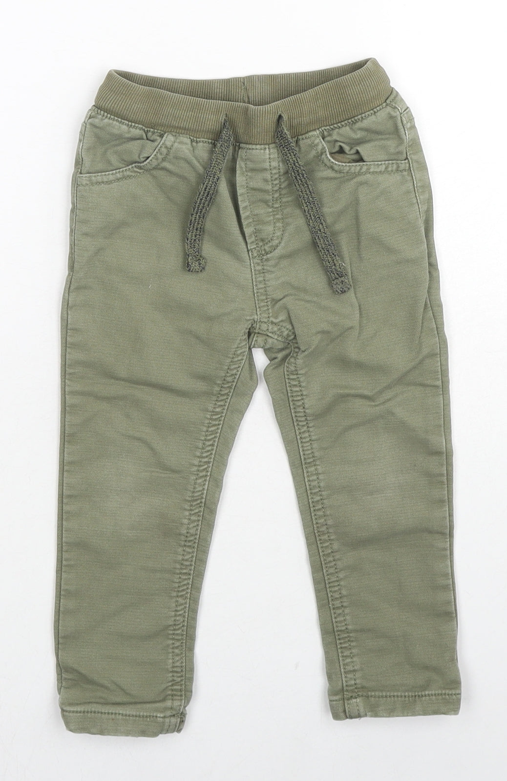Dexie Boys Green Cotton Chino Trousers Size 2 Years Regular Drawstring