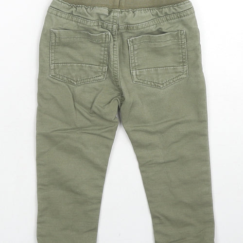 Dexie Boys Green Cotton Chino Trousers Size 2 Years Regular Drawstring