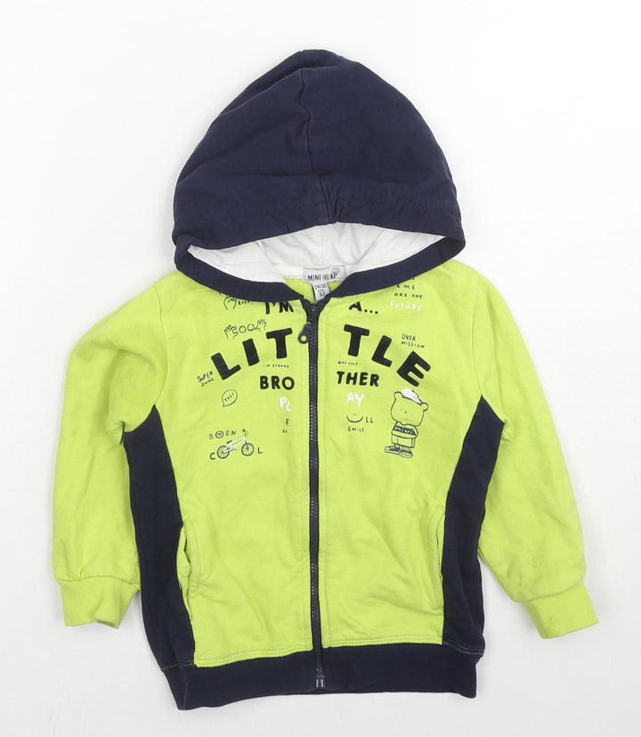 Mini Rap Boys Multicoloured Cotton Full Zip Hoodie Size 2-3 Years Zip