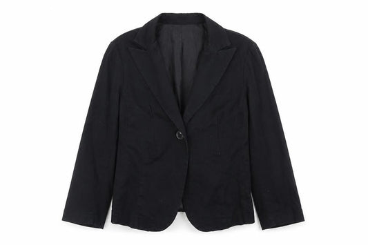 Front view of Terranova women’s black jacket blazer, size S, button