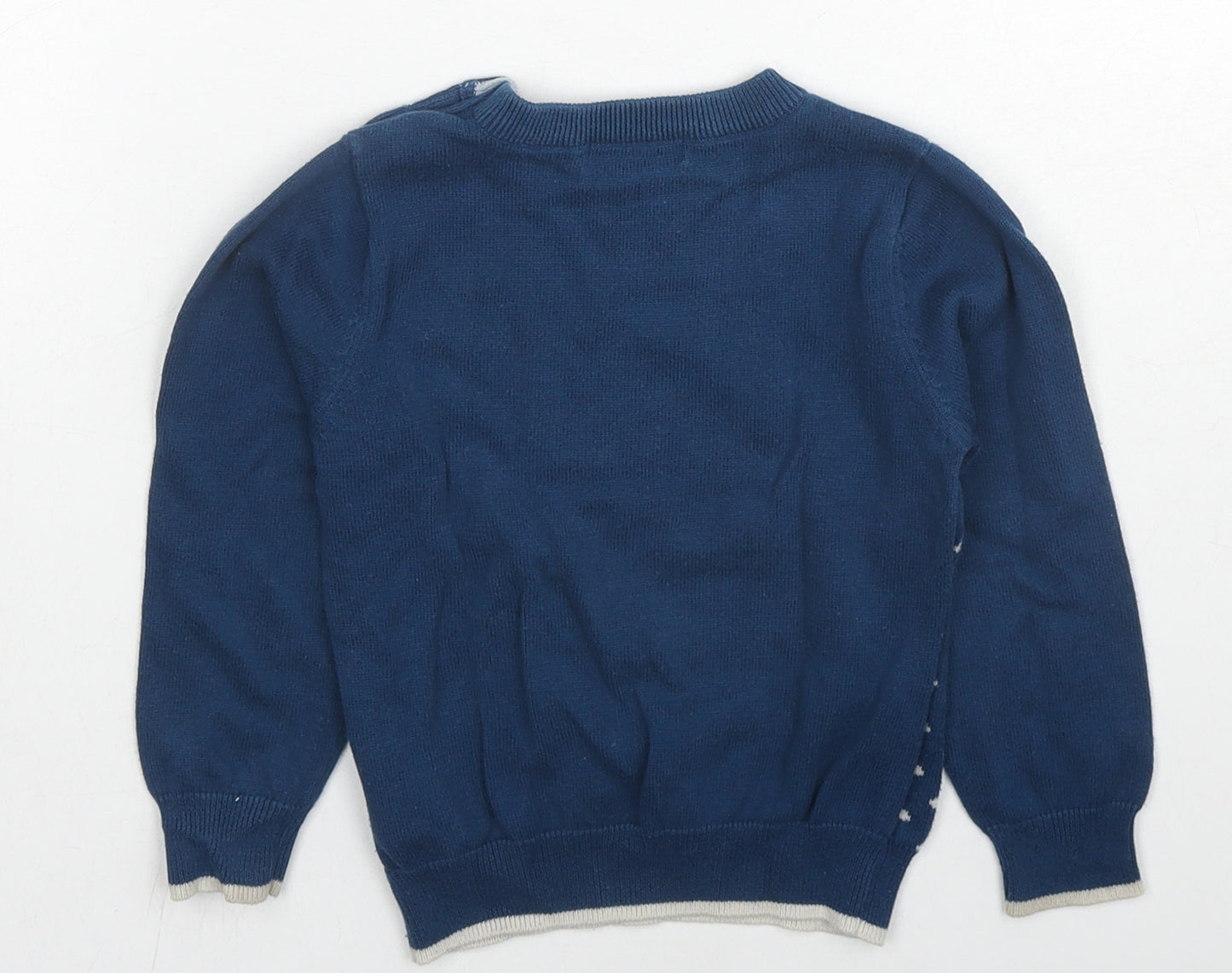 Primigi Boys Blue Crew Neck Polka Dot Cotton Pullover Jumper Size 2 Years Pullover