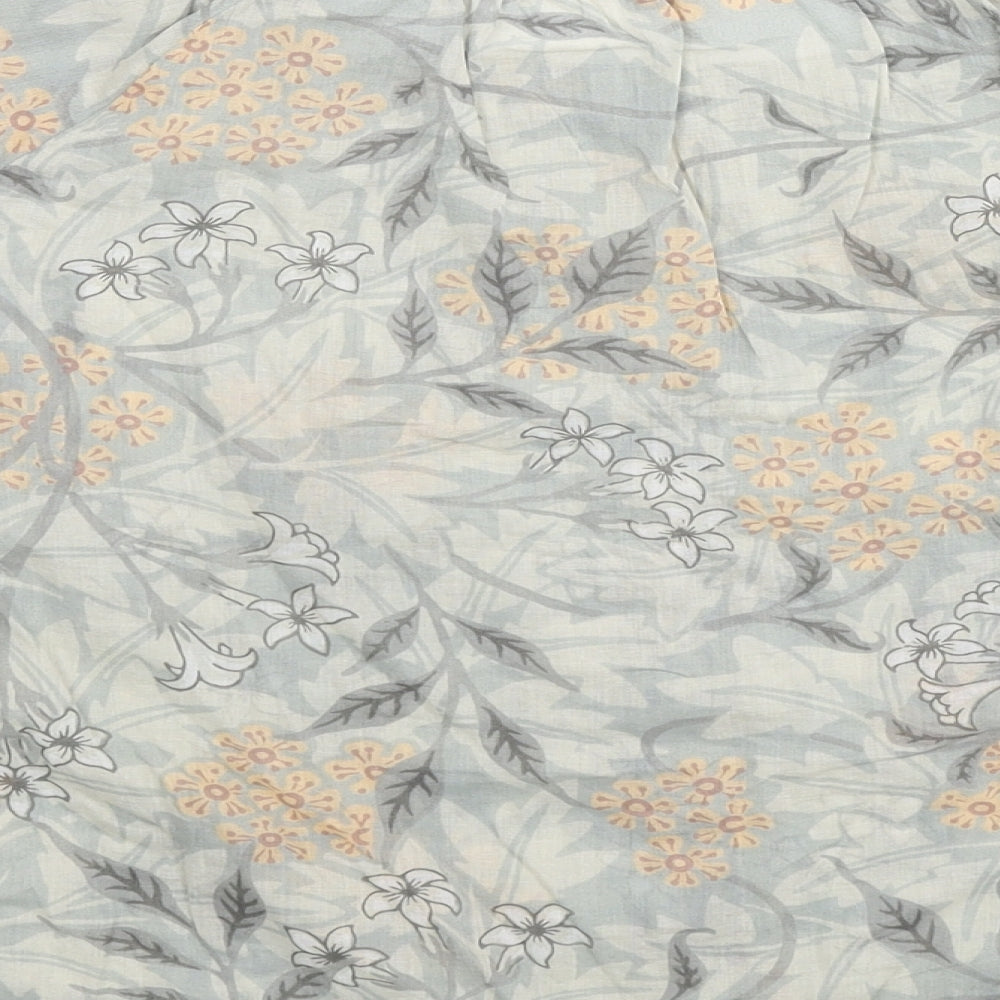 NEXT Womens Grey Floral Cotton Basic Button-Up Size 12 Round Neck