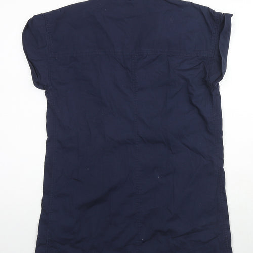 For Cynthia Womens Blue Cotton Tunic Blouse Size S Collared