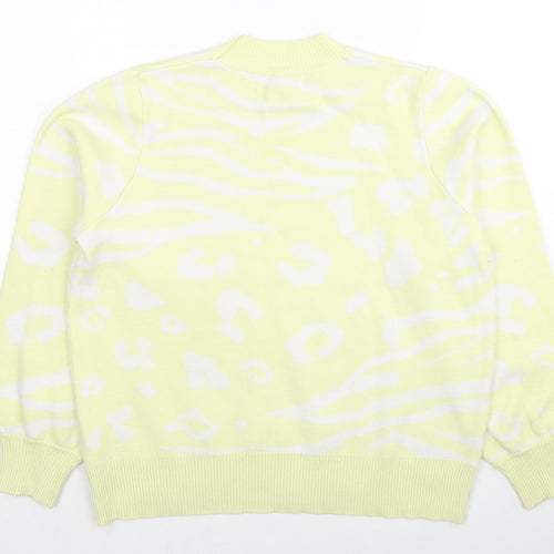 NEXT Womens Yellow Round Neck Animal Print Viscose Pullover Jumper Size 14