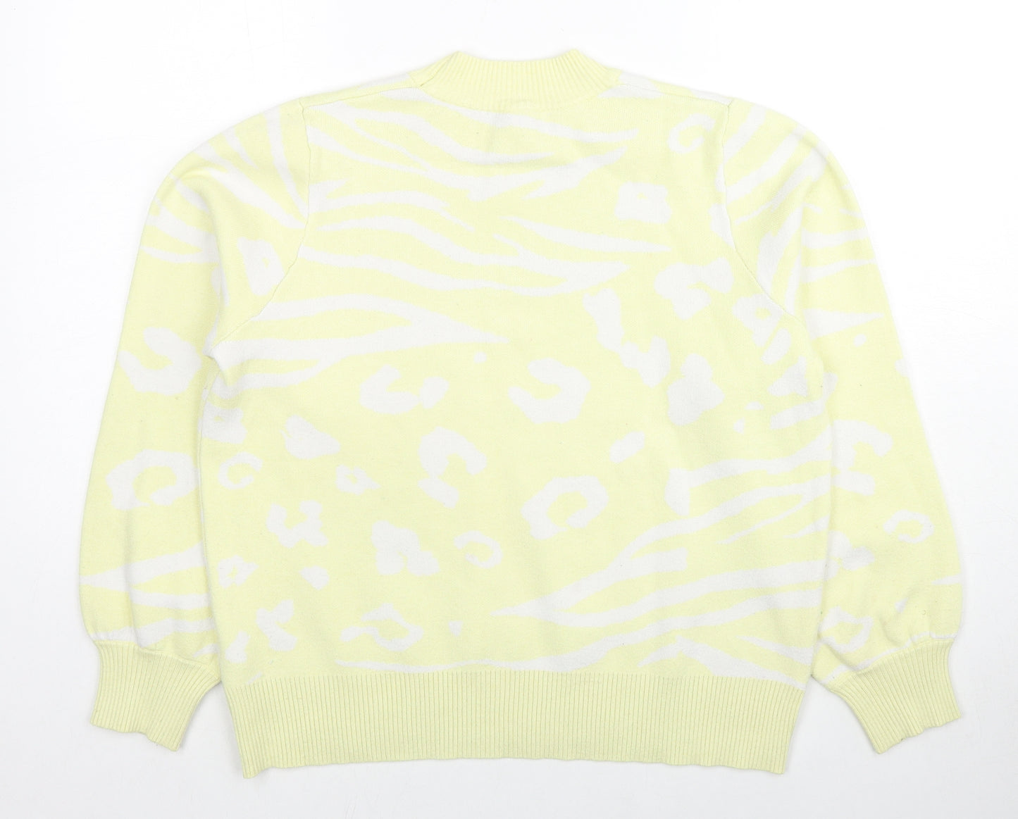 NEXT Womens Yellow Round Neck Animal Print Viscose Pullover Jumper Size 14