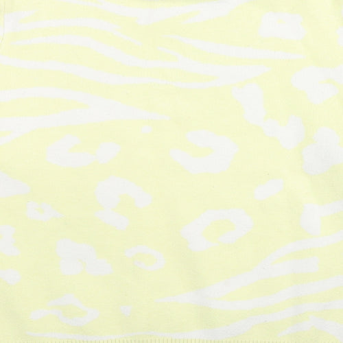 NEXT Womens Yellow Round Neck Animal Print Viscose Pullover Jumper Size 14