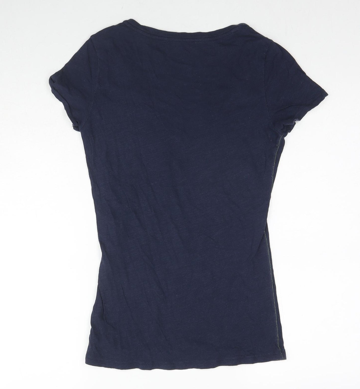 American Eagle Outfitters Womens Blue Cotton Basic T-Shirt Size M V-Neck - New York