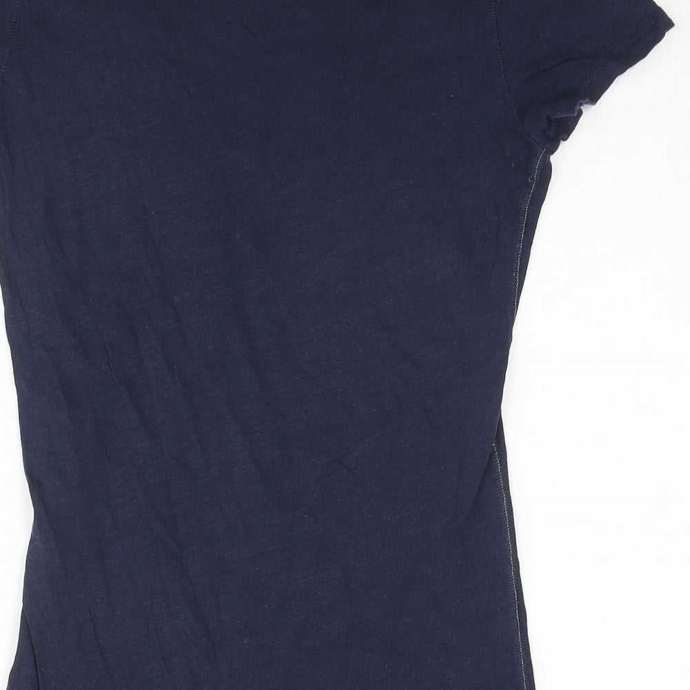 American Eagle Outfitters Womens Blue Cotton Basic T-Shirt Size M V-Neck - New York