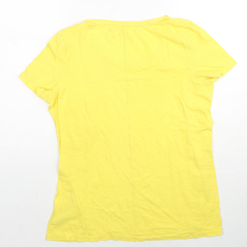 NEXT Womens Yellow Cotton Basic T-Shirt Size 10 Round Neck - Pocket