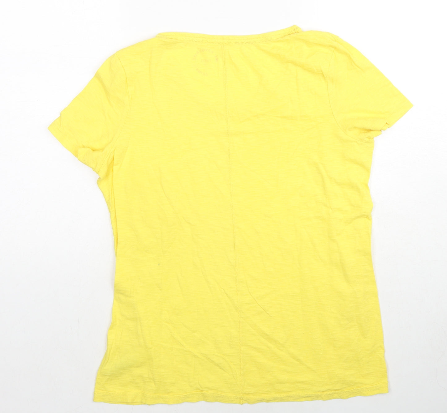 NEXT Womens Yellow Cotton Basic T-Shirt Size 10 Round Neck - Pocket