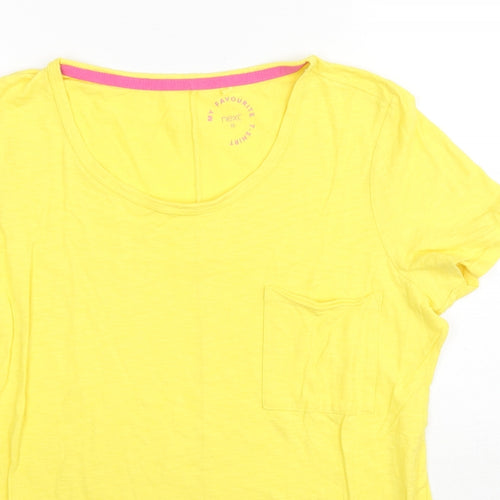 NEXT Womens Yellow Cotton Basic T-Shirt Size 10 Round Neck - Pocket