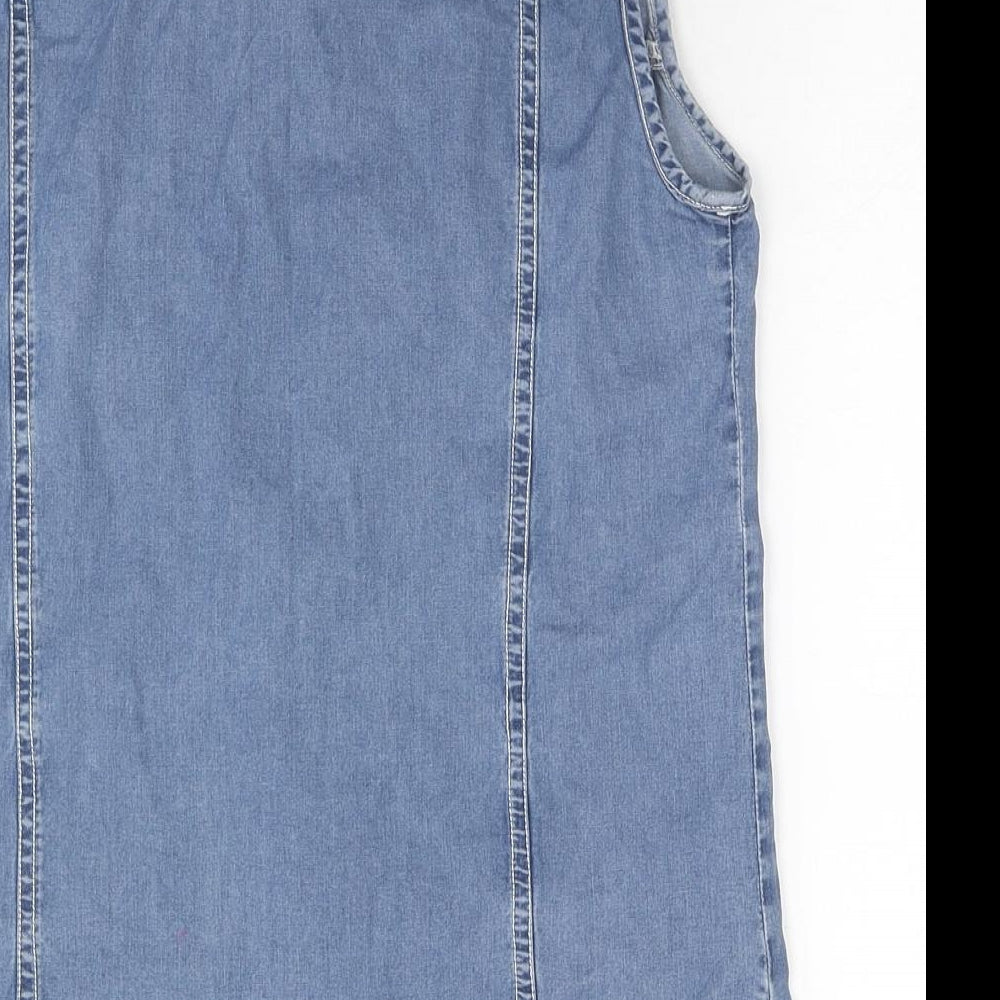 Porto Blue Womens Blue Cotton Basic Button-Up Size 8 Collared