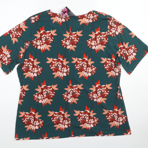 Very Womens Multicoloured Floral Polyester Basic Blouse Size 22 V-Neck