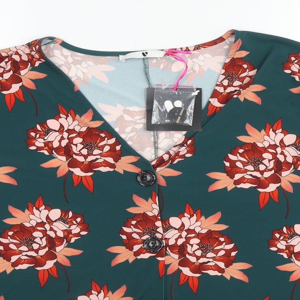 Very Womens Multicoloured Floral Polyester Basic Blouse Size 22 V-Neck