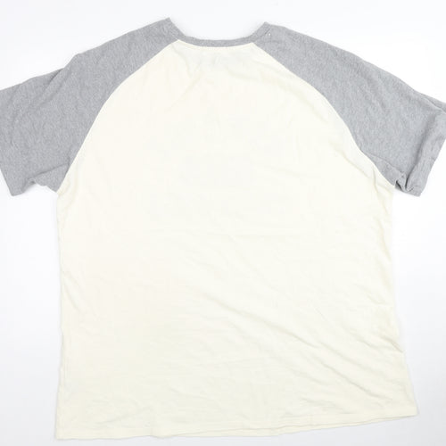 SPLASH Mens Ivory Colourblock Cotton T-Shirt Size 2XL Crew Neck - New York USA Track & Feild
