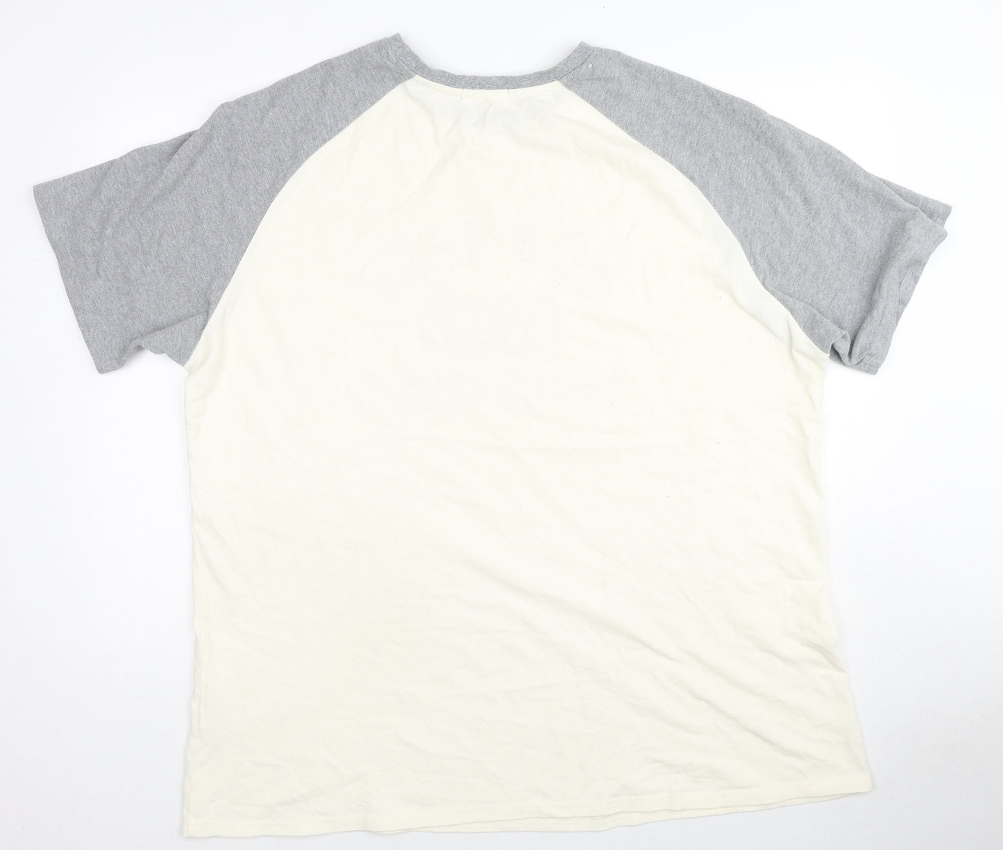 SPLASH Mens Ivory Colourblock Cotton T-Shirt Size 2XL Crew Neck - New York USA Track & Feild