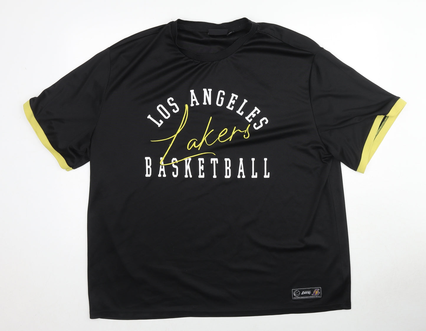 NBA Mens Black Polyester Basic T-Shirt Size 3XL Crew Neck Pullover - Los Angeles Basketball Lakers