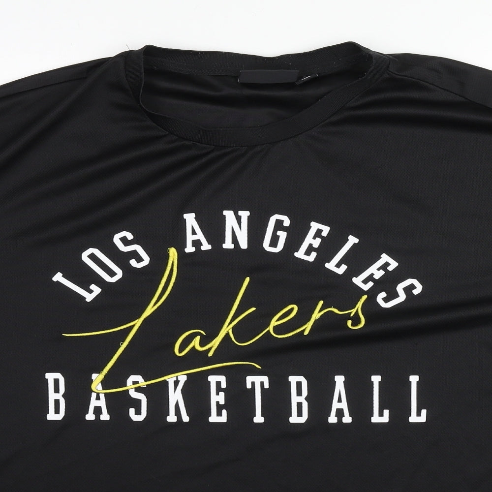 NBA Mens Black Polyester Basic T-Shirt Size 3XL Crew Neck Pullover - Los Angeles Basketball Lakers