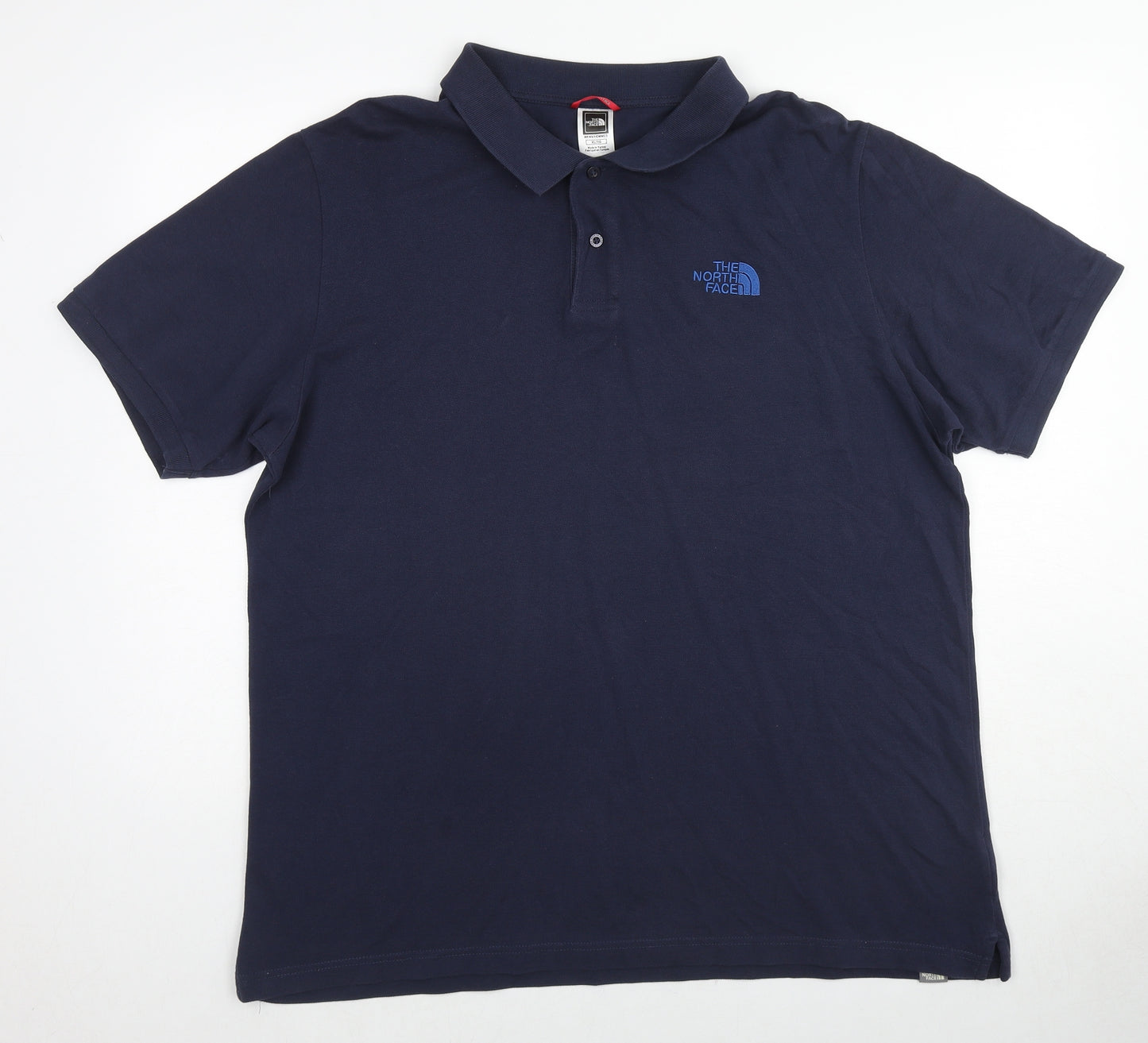 The North Face Mens Blue Cotton Polo Size XL Collared Button