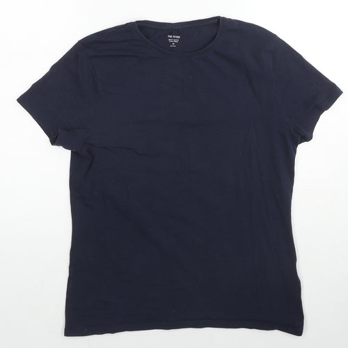 Marks and Spencer Womens Blue Cotton Basic T-Shirt Size 14 Round Neck