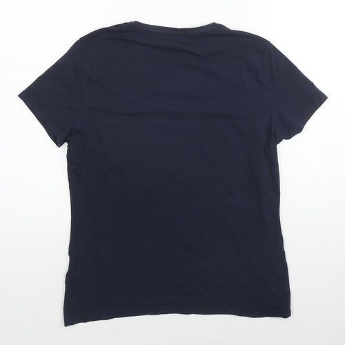Marks and Spencer Womens Blue Cotton Basic T-Shirt Size 14 Round Neck