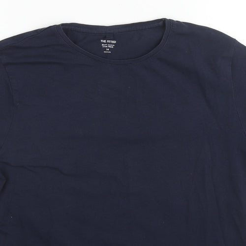 Marks and Spencer Womens Blue Cotton Basic T-Shirt Size 14 Round Neck