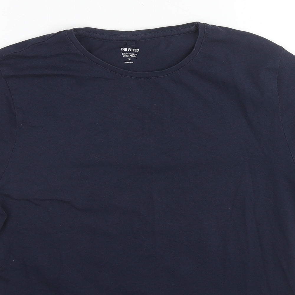 Marks and Spencer Womens Blue Cotton Basic T-Shirt Size 14 Round Neck