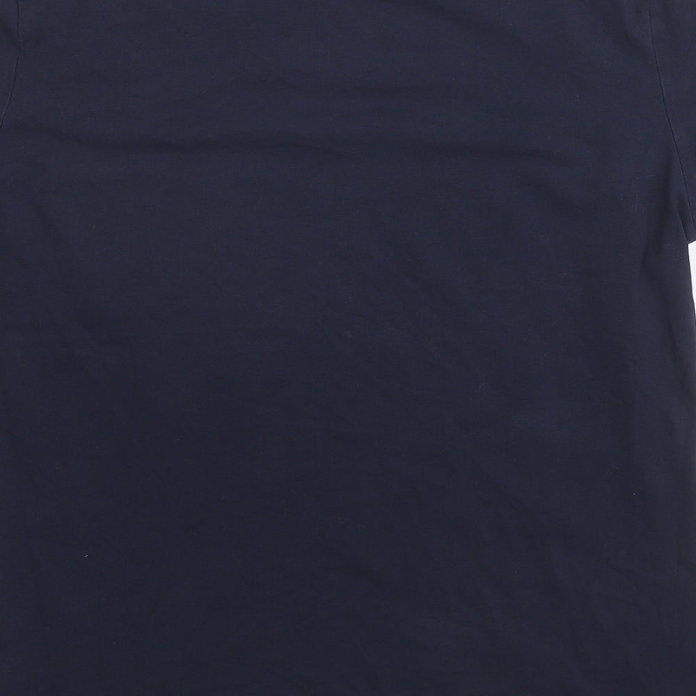 Marks and Spencer Womens Blue Cotton Basic T-Shirt Size 14 Round Neck