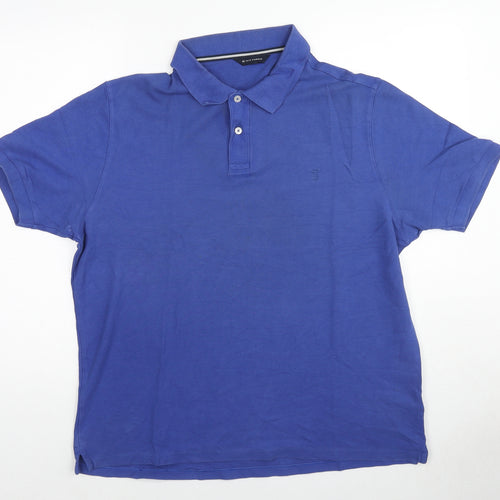 Blue Harbour Mens Blue Cotton Polo Size XL Collared Button