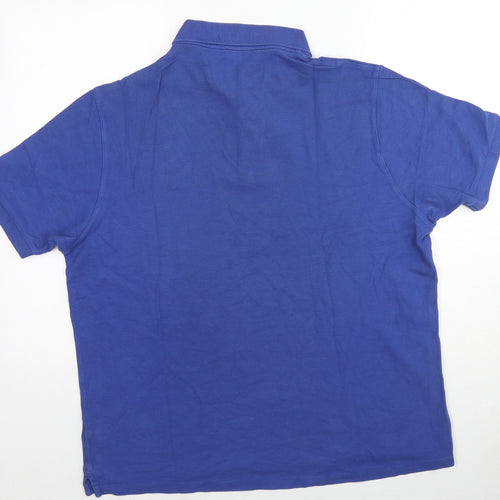 Blue Harbour Mens Blue Cotton Polo Size XL Collared Button