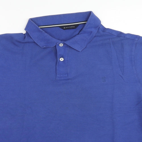 Blue Harbour Mens Blue Cotton Polo Size XL Collared Button